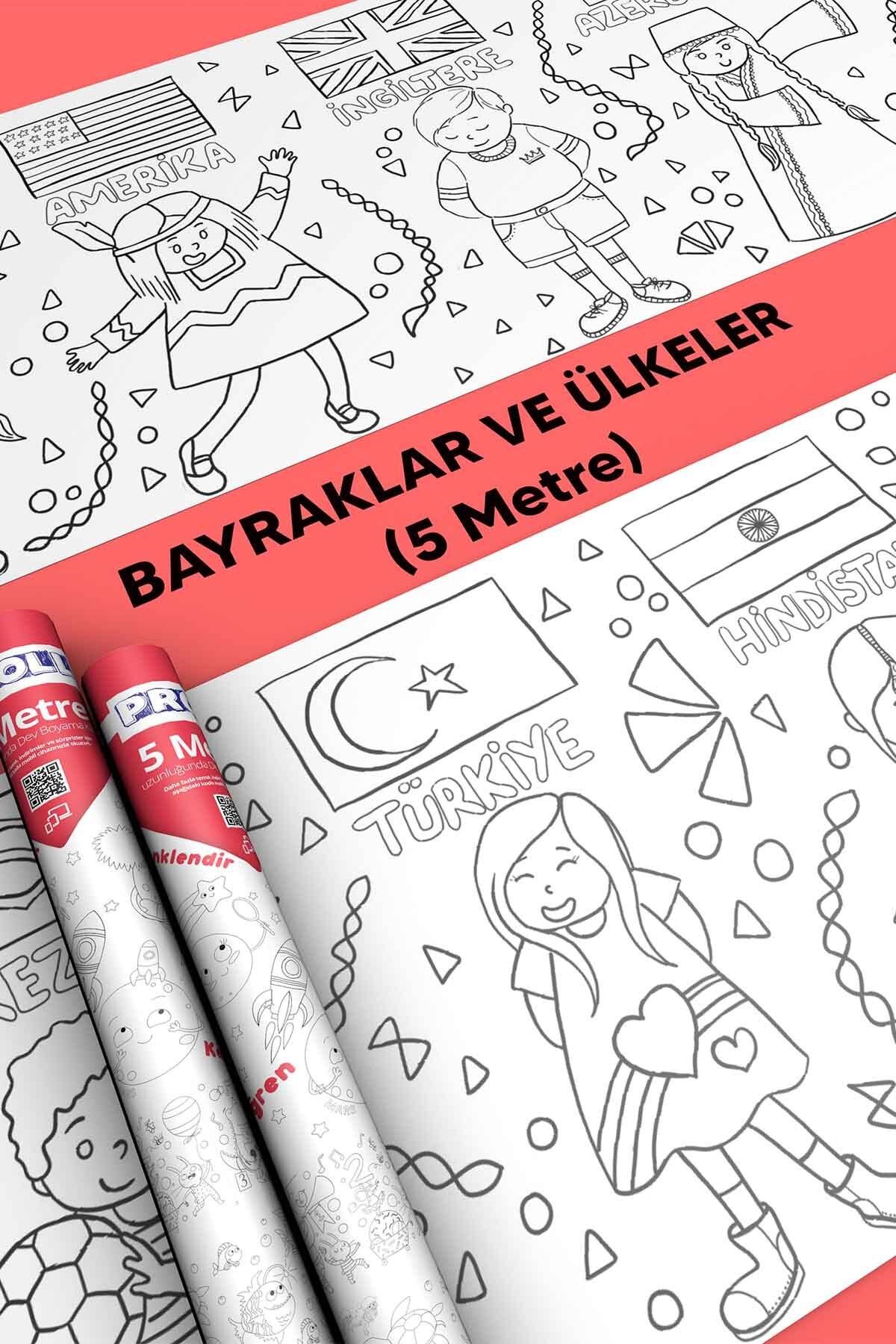 Ülkeler Ve Bayrakları Boyama Kağıdı