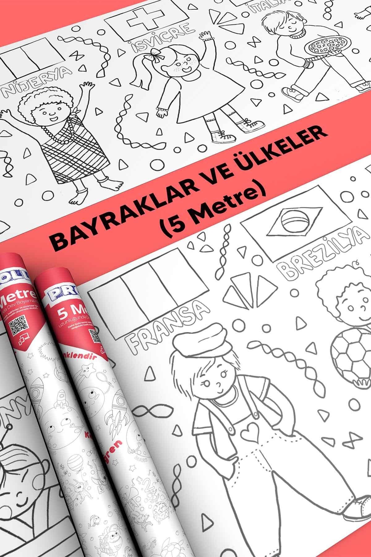 Ülkeler Ve Bayrakları Boyama Kağıdı