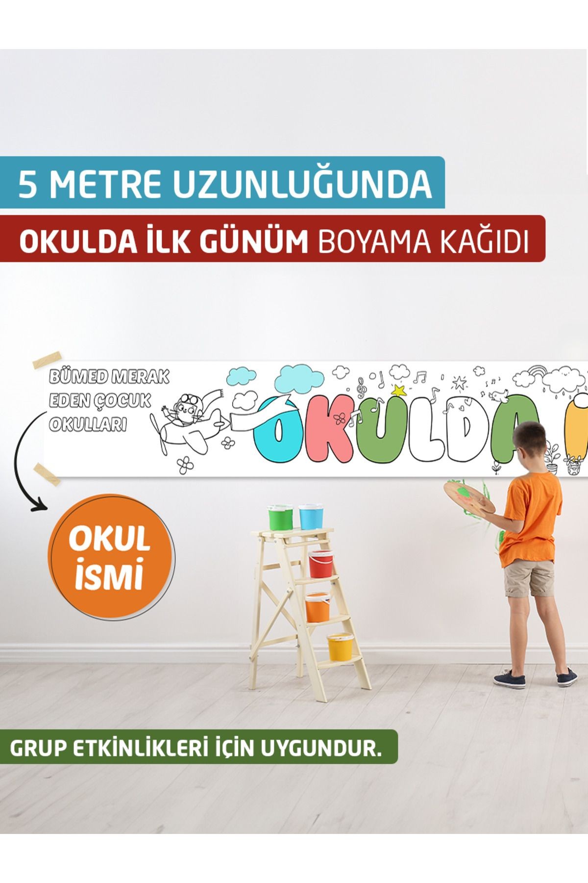 Okulumda Ilk Günüm Boyama Kağıdı
