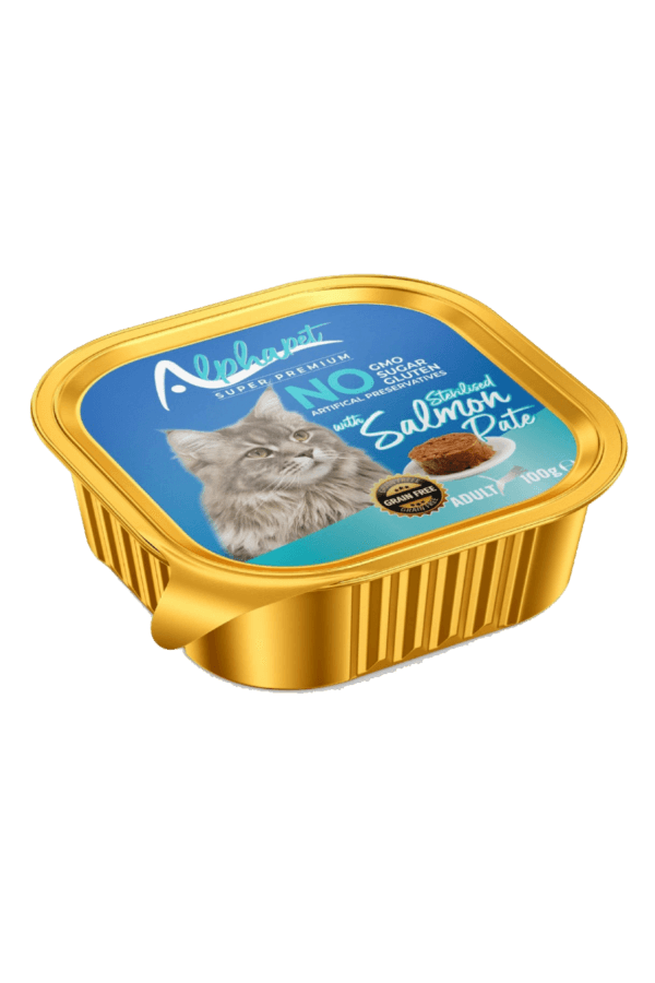 Alphapet Alutray Yetişkin Kediler İçin Somonlu Steril Pate 100gr