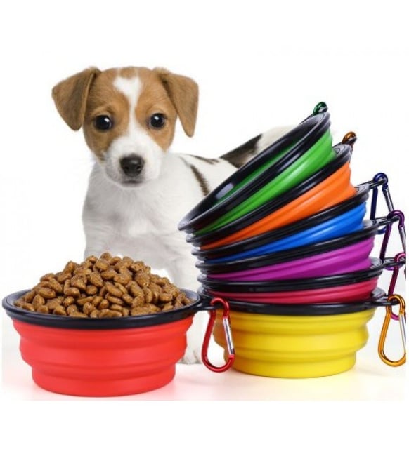 Evcil Hayvan Kedi Köpek Taşınabilir Katlanır Mama ve Su Kabı 