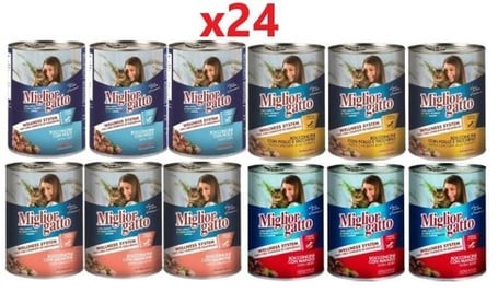 Miglior Gatto Karışık Kedi Konservesi 24 x 400 gr