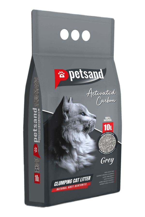 PetSand Aktif Karbonlu Grey Kedi Kumu 10 LT