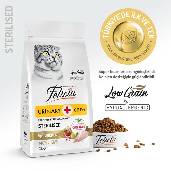 Felicia Kolajen Destekli Hipoalerjenik Tavuklu Kısırlaştırılmış Yetişkin Kedi Maması 12KG