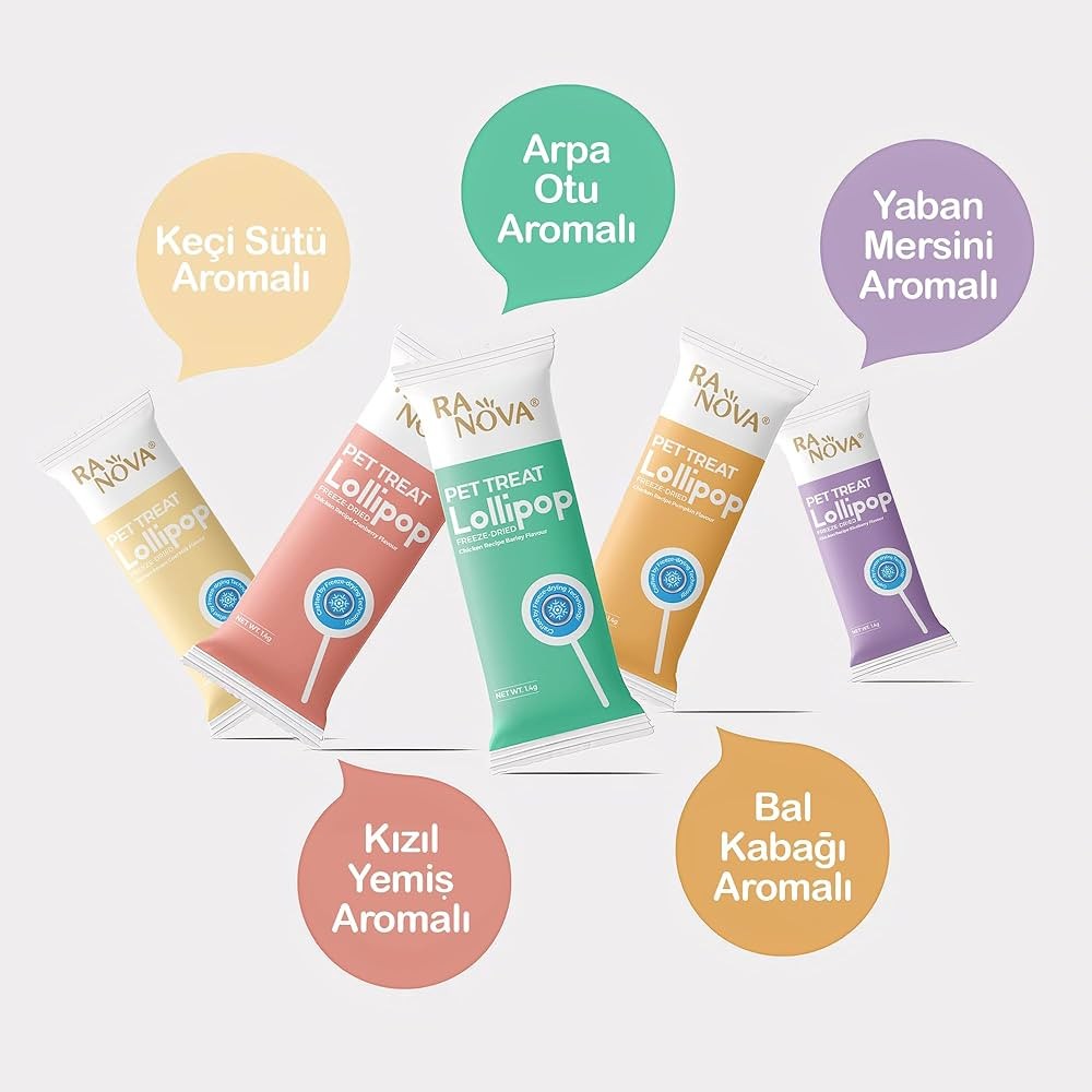 Ranova Karışık Lezzetli Dondurularak Kurutulmuş Kedi Ödülü Lolipop 1.4 Gr – 15 Li Paket