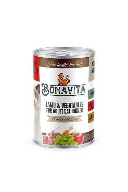 Bonavita 12 Adet Kuzu Etli Bonavitta Yetişkin Kedi Maması 400 gr