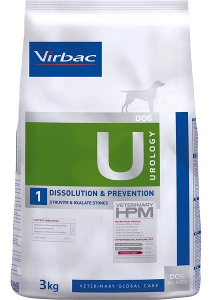 Virbac U1 Urology Dissolution & Prevention Üriner Köpek Maması 3 kg