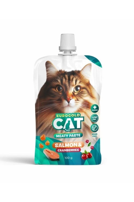 EuroGold Cat Meaty Paste Somon - Kızılcık Kedi Ödül Maması 100 Gr