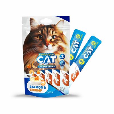 EuroGold Cat Sıvı Kedi Ödülü Somon - Karides 5x15Gr - 12 Paket