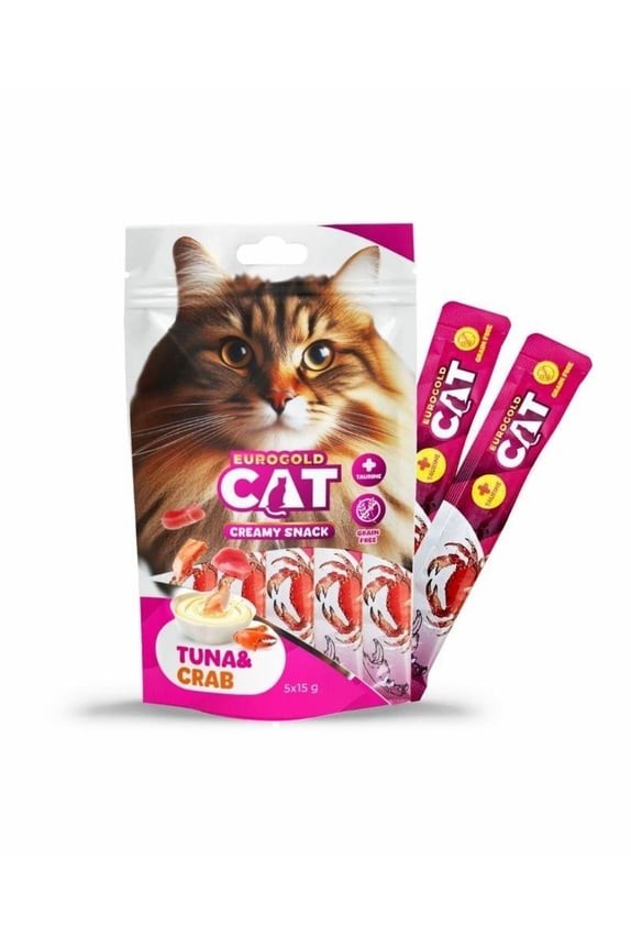 EuroGold Cat Creamy Ton - Yengeç Sıvı Kedi Ödül Maması 5x15Gr