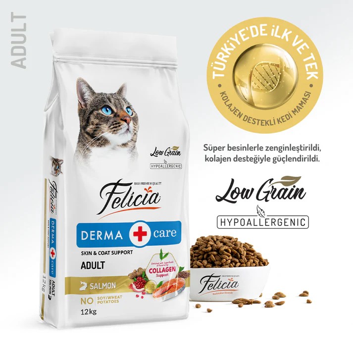 Felicia Kolajen Destekli Hipoalerjenik Somonlu Yetişkin Kedi Maması 12KG