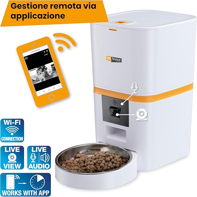 Ferplast Risto Pet Smart 6 lt Akıllı Otomatik Mama Kabı Kameralı