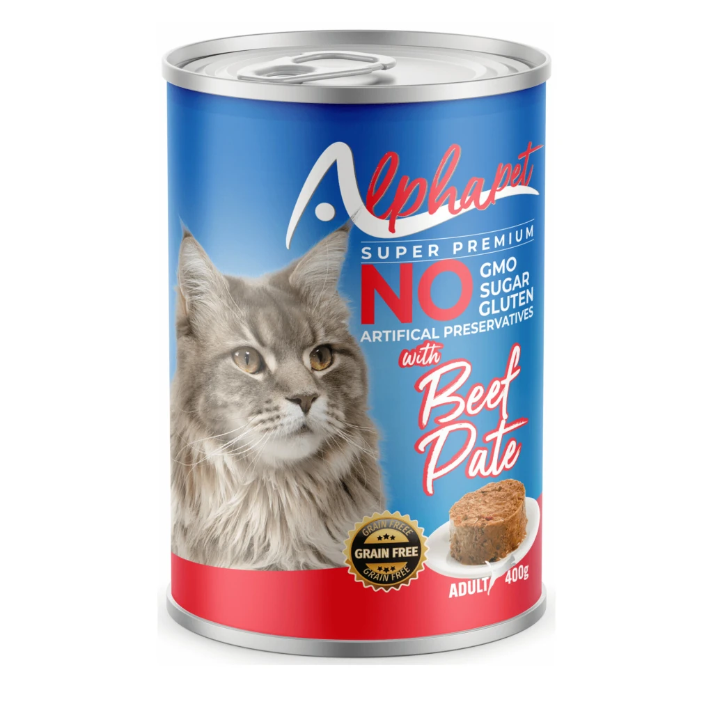 Alphapet Sığır Etli Ezme Yetişkin Kedi Konservesi 400gr x 12 Adet