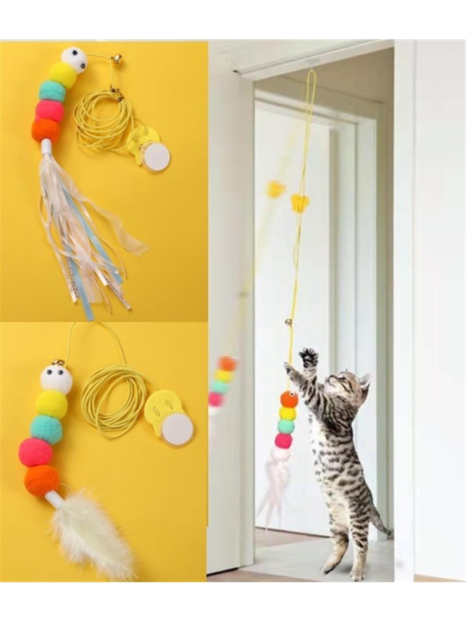 Elastik Kendinden Yapışkanlı Kedi Oyun Oltası