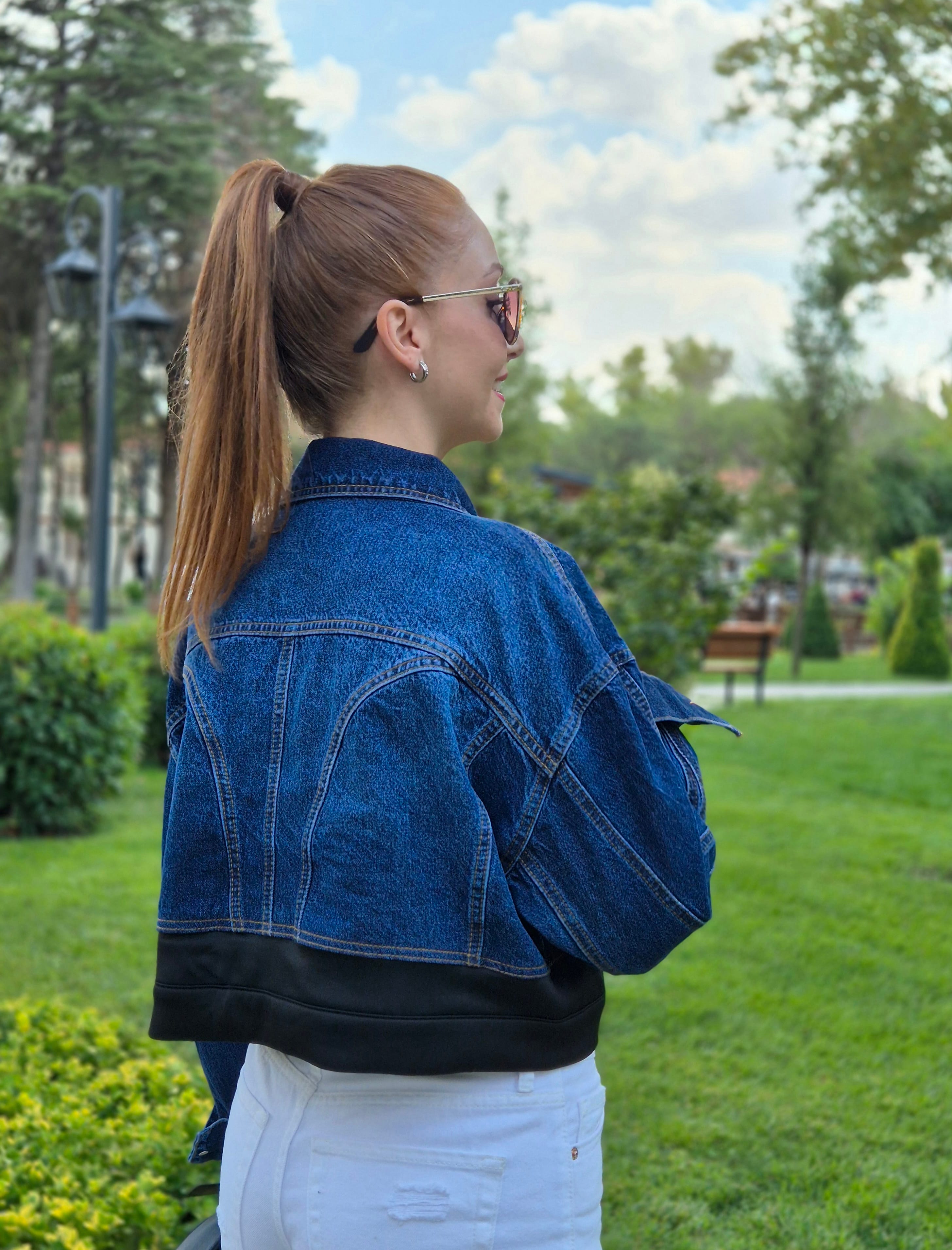 SCUBA KUMAŞ DETAYLI TASARIM JEAN CEKET
