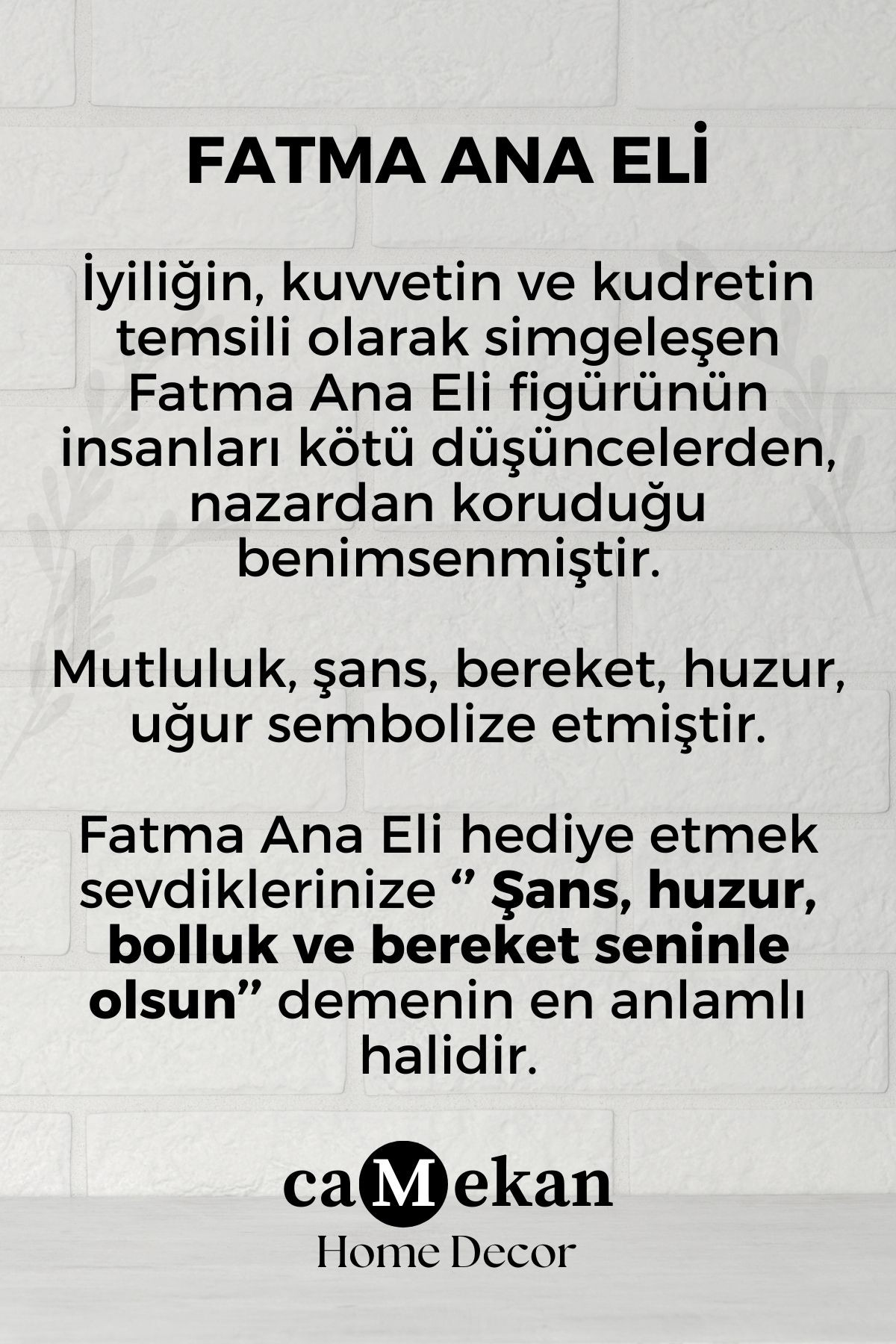 El Yapımı Fatma Ana Eli Seramik Duvar Süsü Dekoratif Hediyelik Duvar Aksesuari 