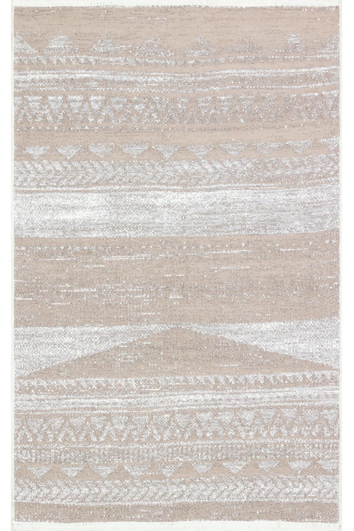 Yıkanabilir Çift Taraflı Bej Kilim Pamuk Kilim Eko Halı Modern Yolluk Bej Koridor kilimi