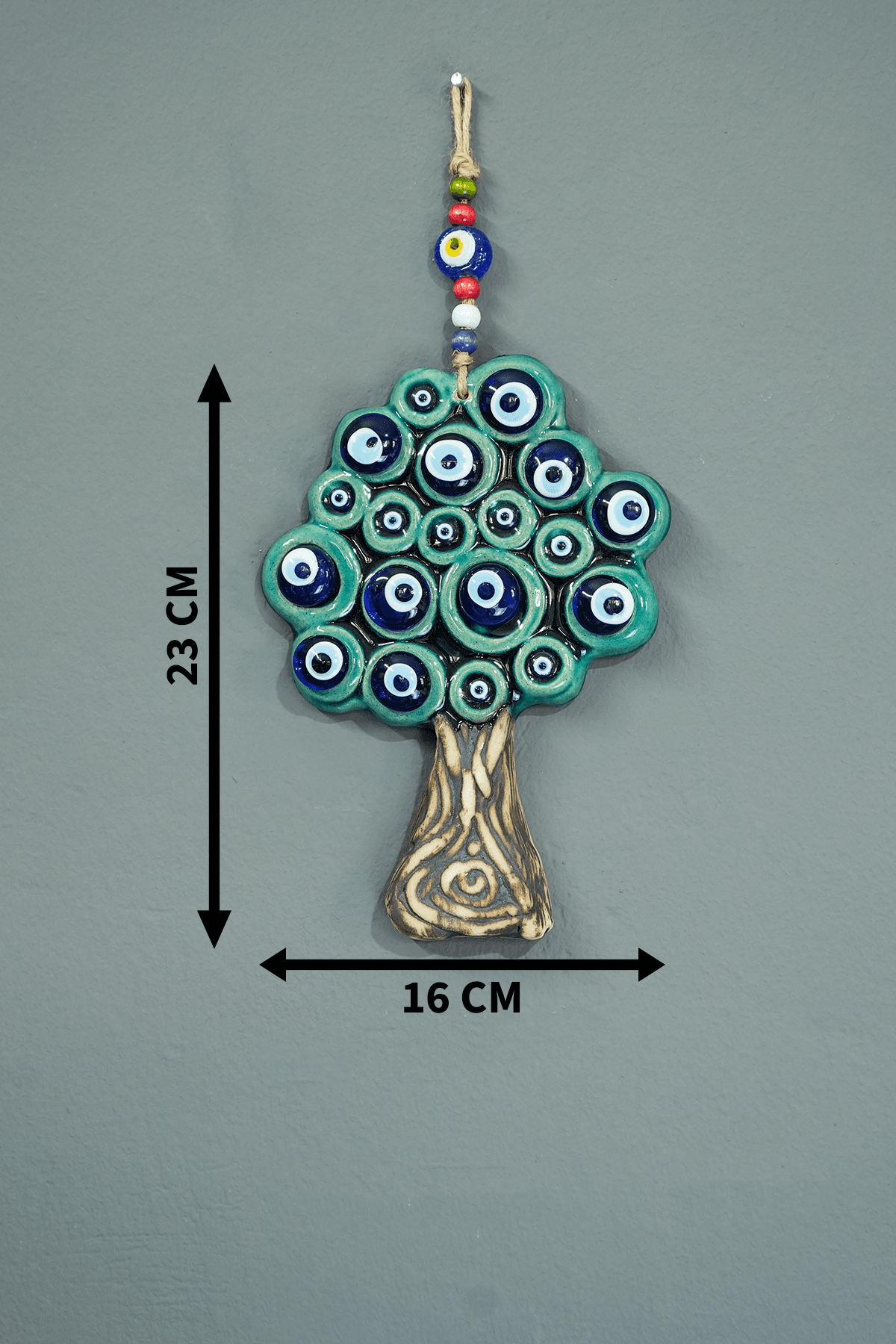 El Yapımı Seramik Hayat Ağacı Duvar Süsleri Nazar Boncuğu Hediyelik Duvar Dekorasyonu - Küçük Boy 23cm