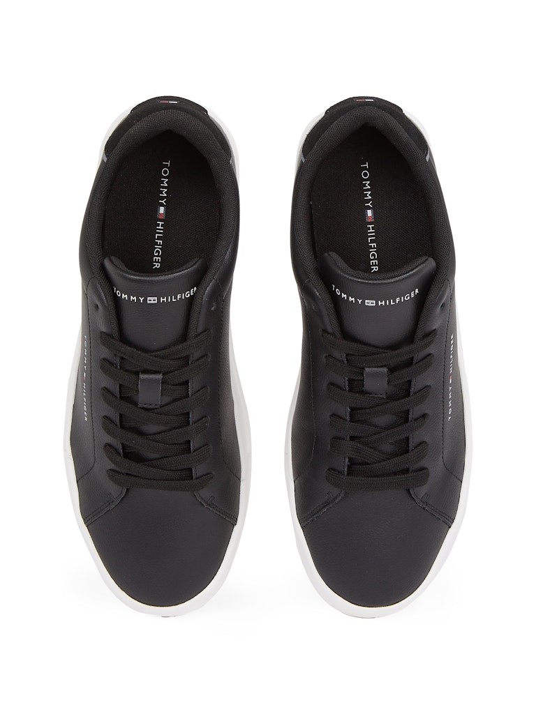 Tommy Hilfiger Deri Siyah Erkek Kısa Taban Sneakers - FM0FM05367BDS