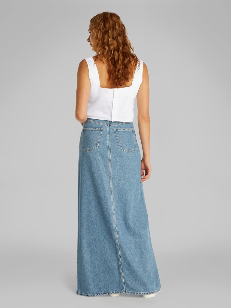 Calvin Klein Keten Beyaz Kadın Kolsuz Gömlek - J20J225347YAA