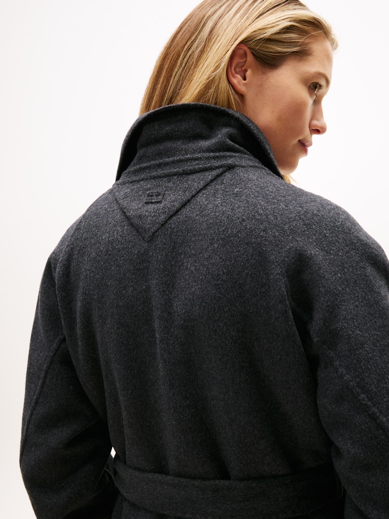 Tommy Hilfiger Kadın Siyah Beli Kuşaklı Kaban