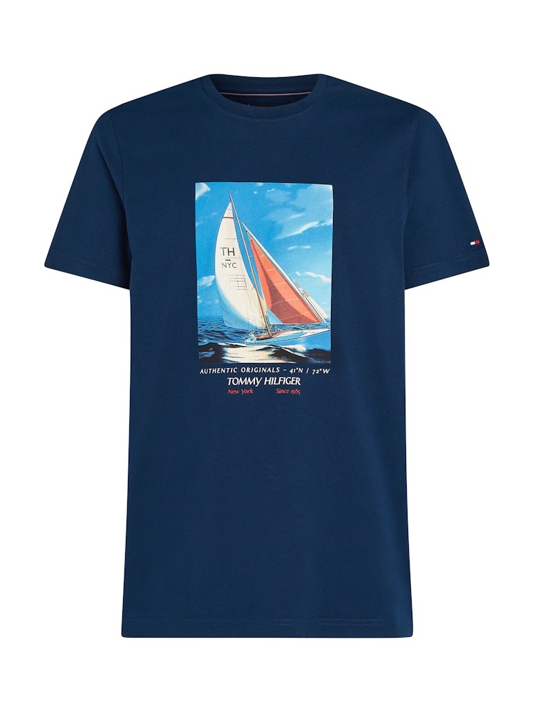 Tommy Hilfiger Rejeneratif Pamuk Lacivert Erkek Kısa Kollu T-Shirt - MW0MW38615DAF