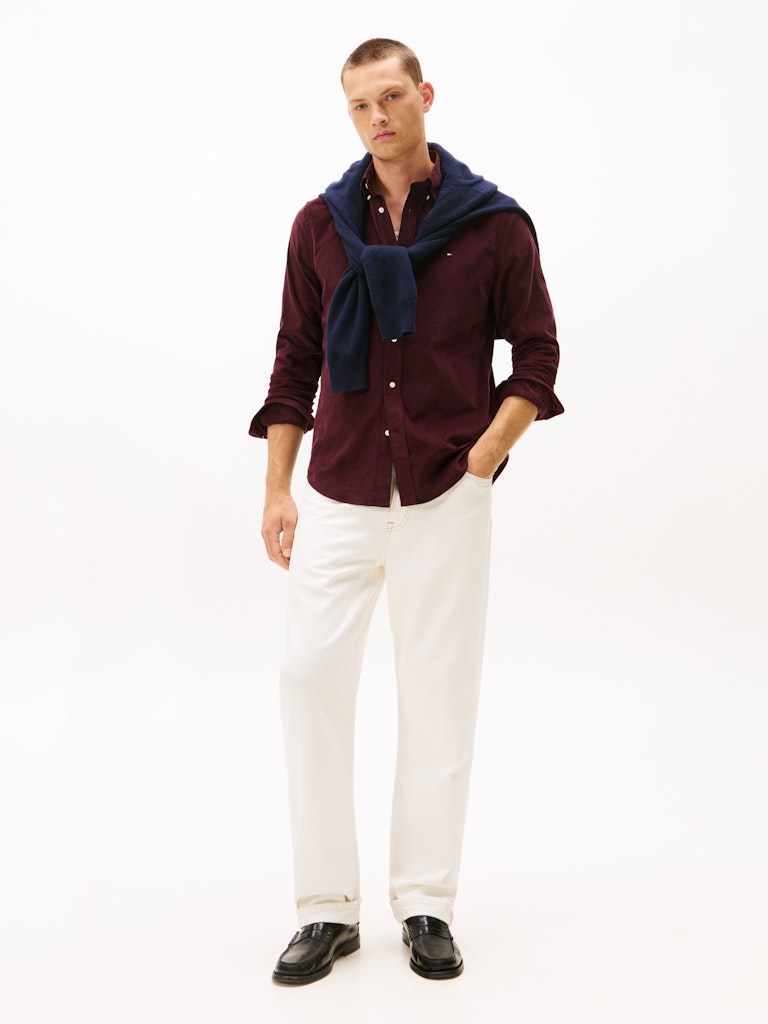 Tommy Hilfiger Erkek Normal Kesim Bordo Gömlek