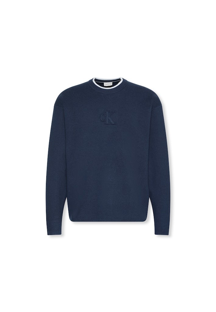 Calvin Klein Erkek Lacivert Viskon O Yaka Triko