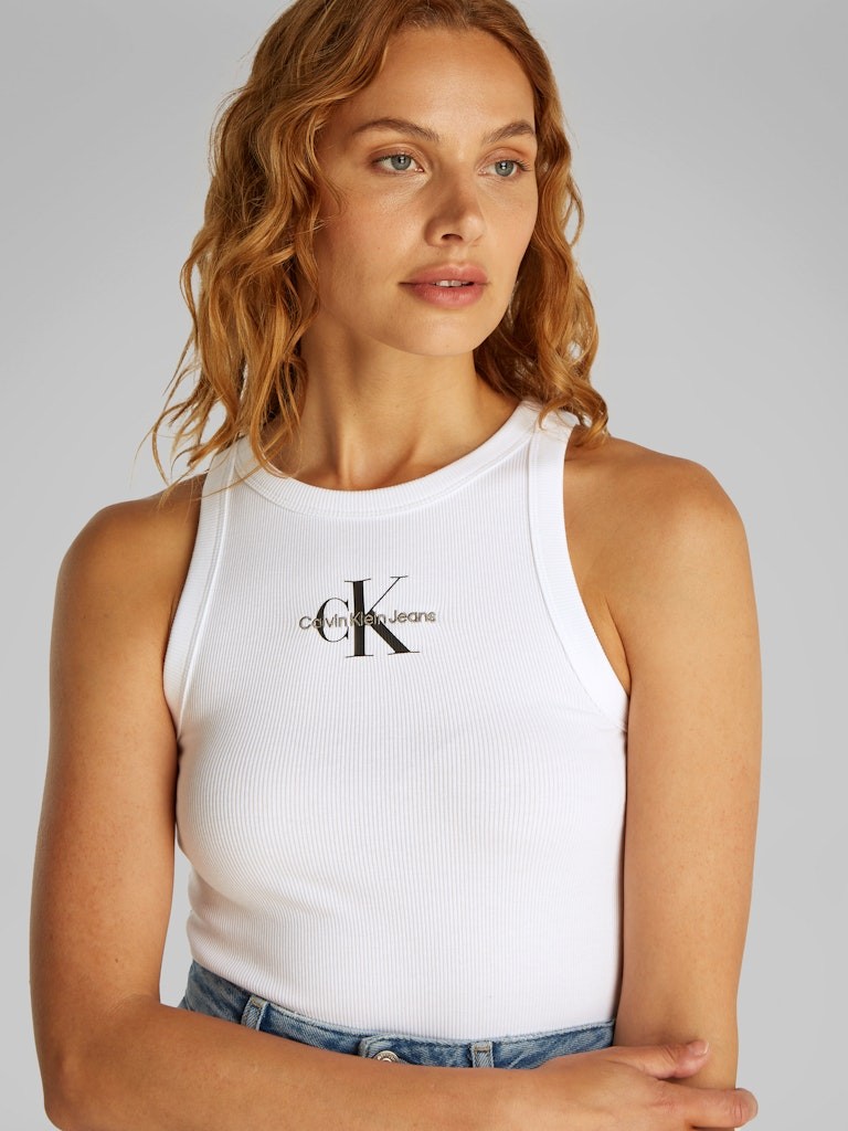 Calvin Klein Rejeneratif Pamuk Beyaz Kadın Kolsuz T-shirt - J20J225301YAA
