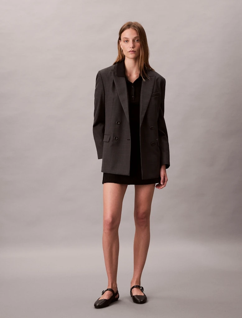 Calvin Klein Kadın Siyah Polo Yaka Düz Elbise