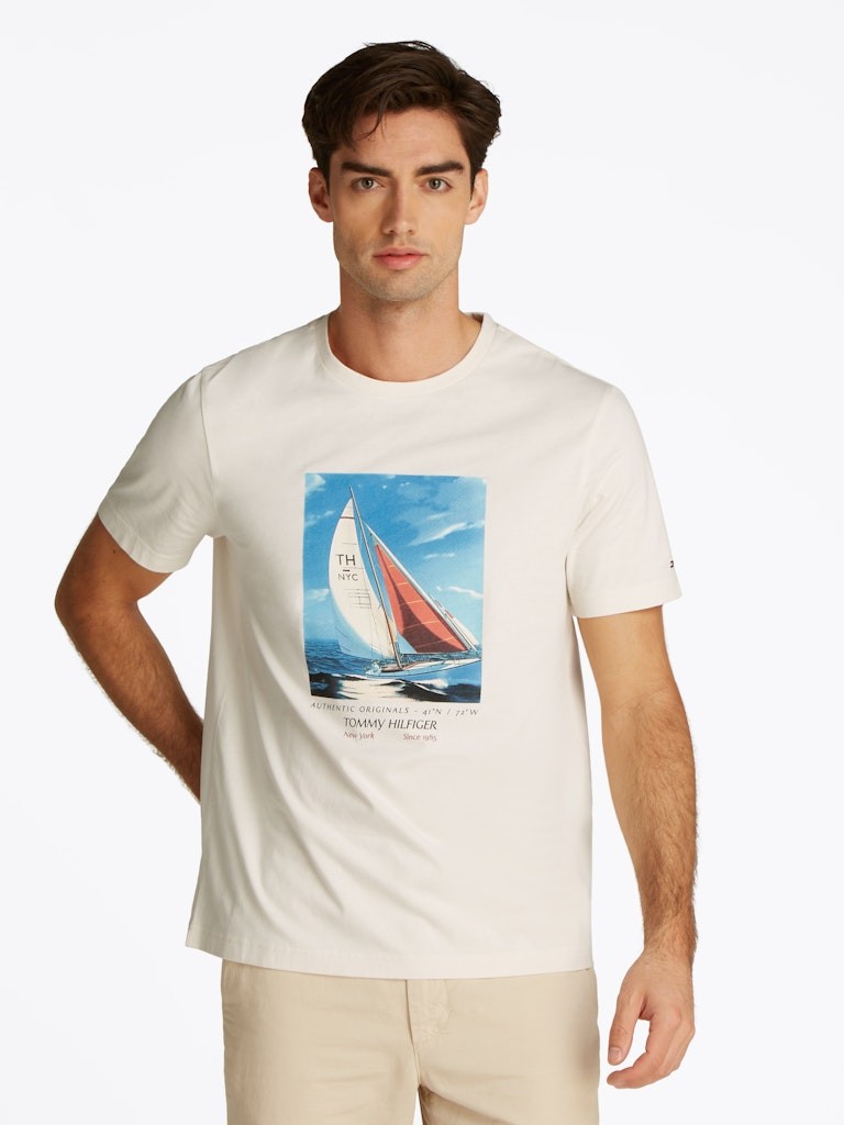 Tommy Hilfiger Rejeneratif Pamuk Sarı Erkek Kısa Kollu T-Shirt - MW0MW38615Z00