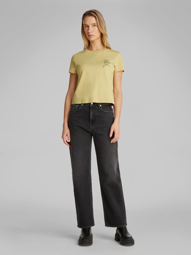 Calvin Klein Rejeneratif Pamuk Yeşil Kadın Kısa Kollu T-Shirt - J20J224984LHE