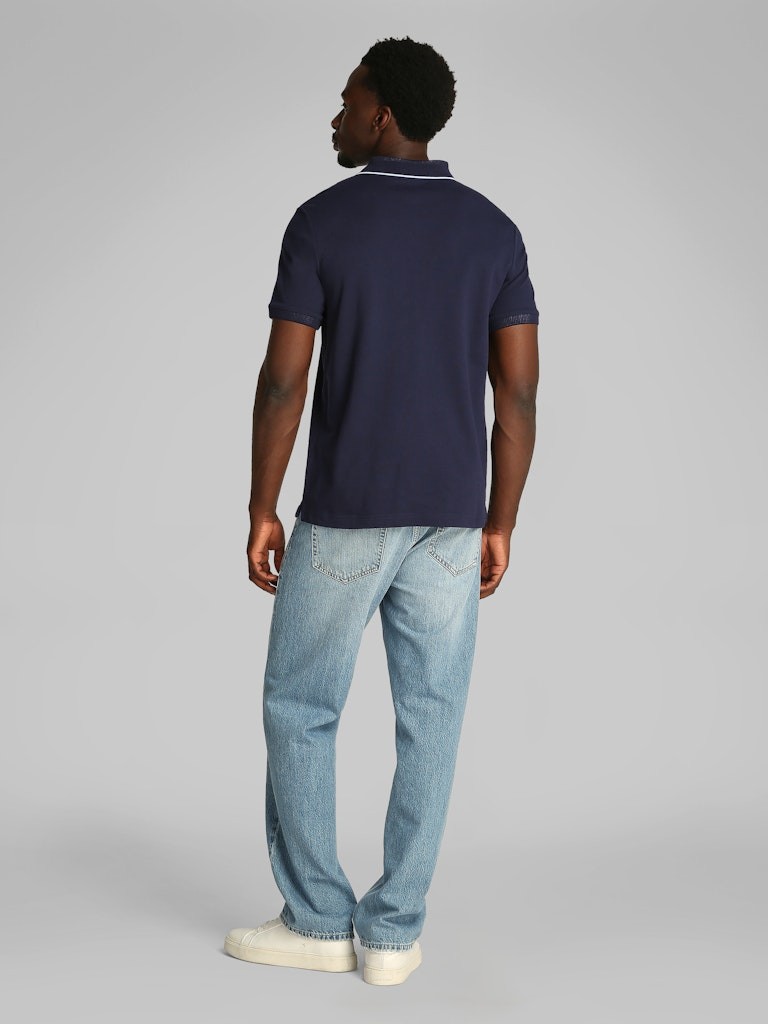 Calvin Klein Organik Pamuk Lacivert Erkek Kısa Kollu Düğmeli Polo Yaka T-Shirt