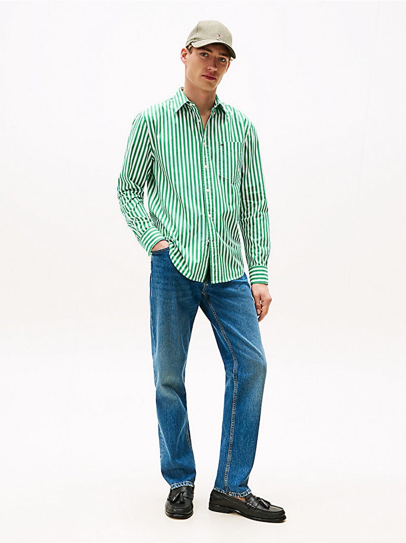 Tommy Hilfiger Erkek Flex Poplin Bold Çizgili Gömlek