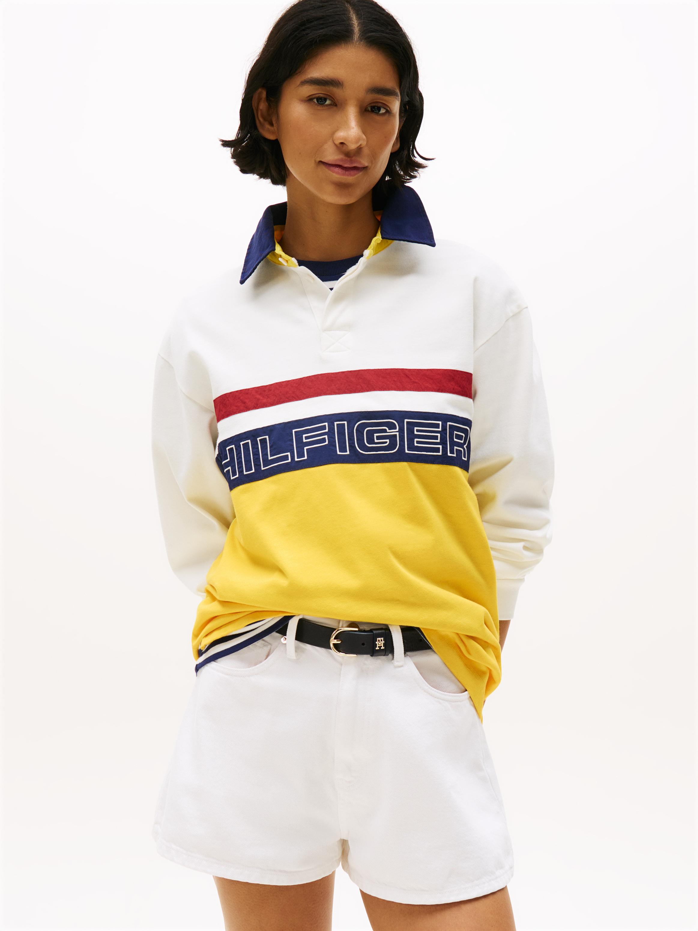 Tommy Hilfiger Organik Pamuk Sarı Unisex Polo Yaka Yelkenci Sweatshirts - MN0MN00018ZH1