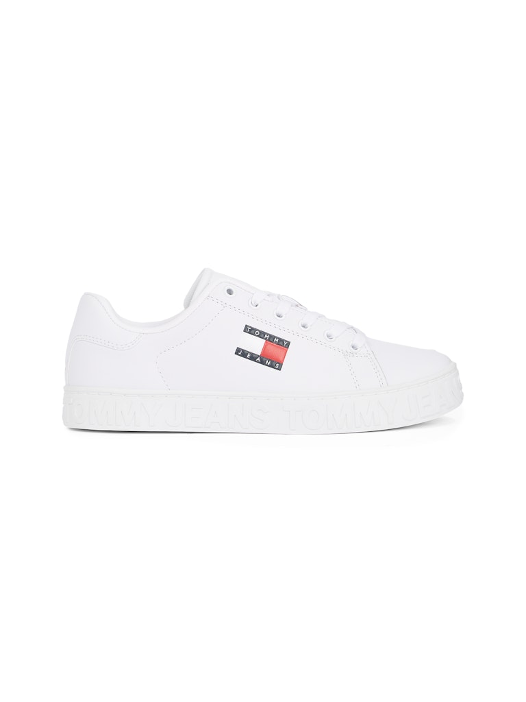 Tommy Hilfiger Erkek Beyaz Deri Kabartmalı Spor Ayakkabılar