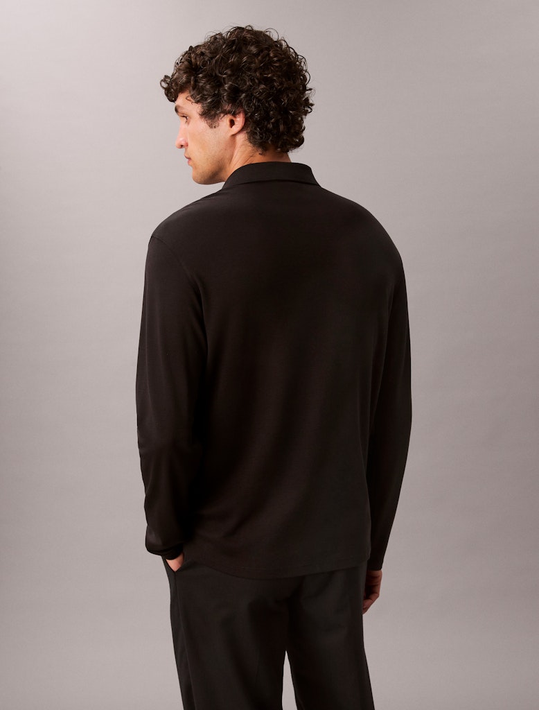 Calvin Klein Erkek Siyah Uzun Kollu Polo Yaka T-Shirt