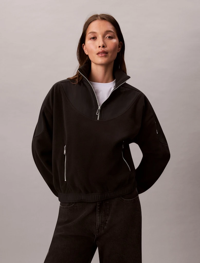 Calvin Klein Kadın Siyah  Yarım Fermuarlı  Sweatshirt