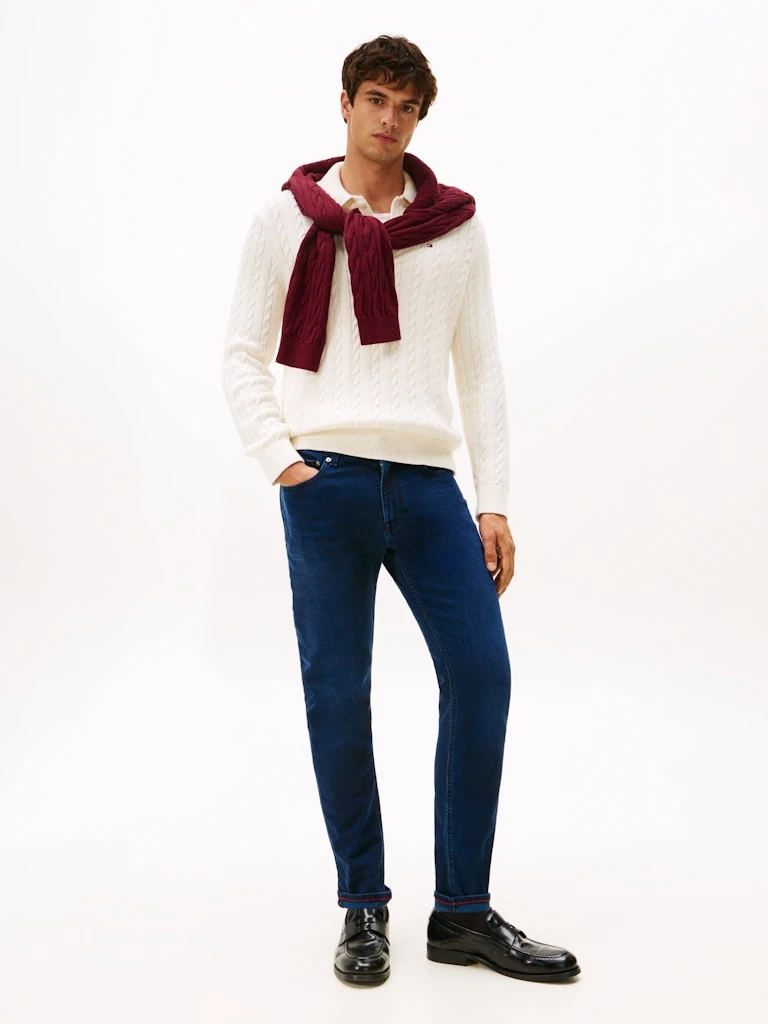 Tommy Hilfiger Erkek Mavi  Dar Kesim Bleecker Jean Pantolon