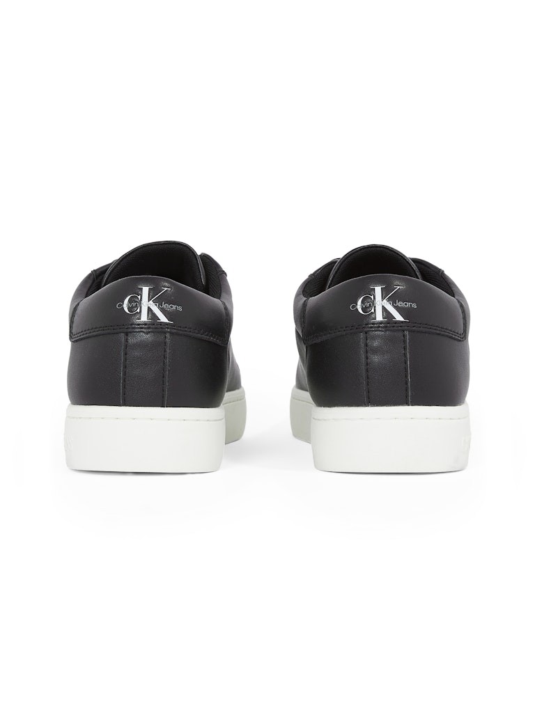Calvin Klein Deri Siyah Erkek Kısa Taban Sneakers - YM0YM00491BDS