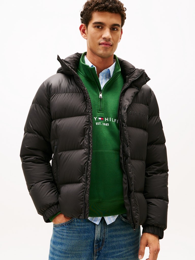 Tommy Hilfiger Erkek Siyah Kaz Tüyü Puffer Mont