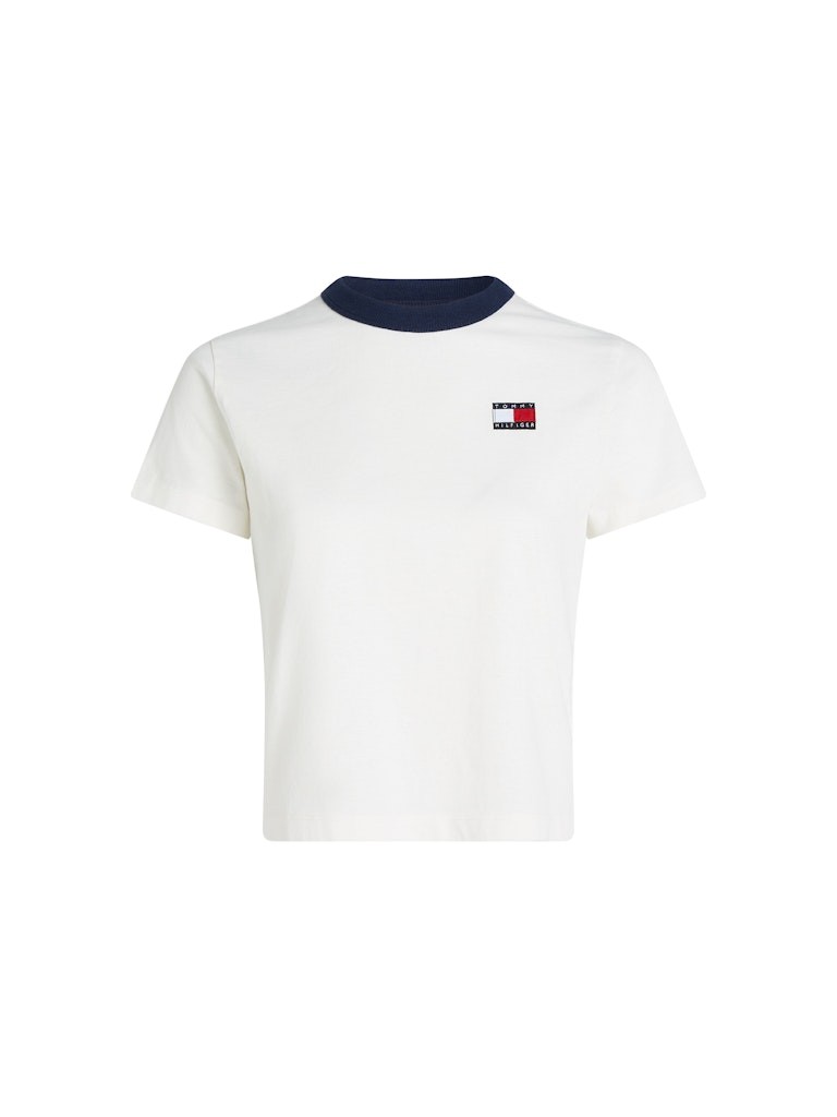 Tommy Hilfiger Organik Pamuk Beyaz Kadın Kısa Kollu Yelkenci T-Shirt - WW0WW45598YBL