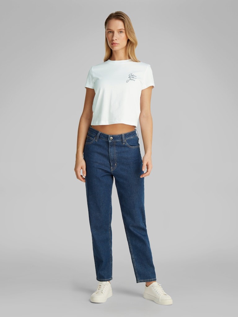 Calvin Klein Rejeneratif Pamuk Beyaz Kadın Kısa Kollu T-Shirt - J20J224984YAF