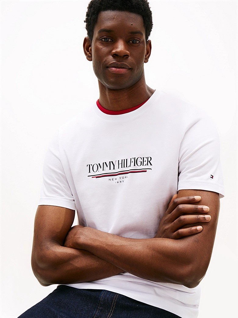 Tommy Hilfiger Erkek Beyaz O Yaka T Shirt - MW0MW40324YBR