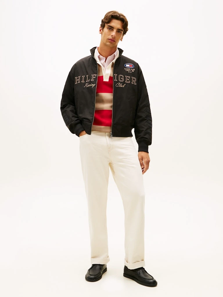 Tommy Hilfiger Erkek Siyah Bomber Racing Mont