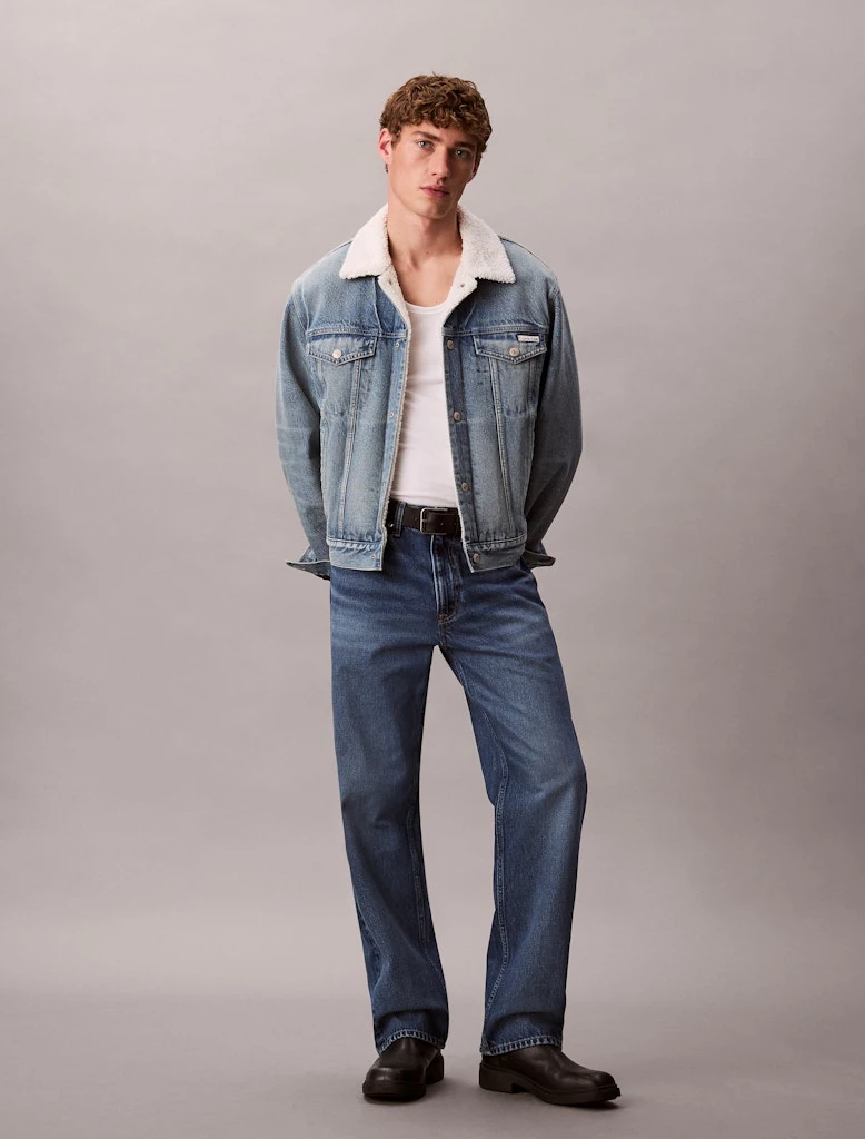 Calvin Klein Erkek Mavi Denim Kot Mont
