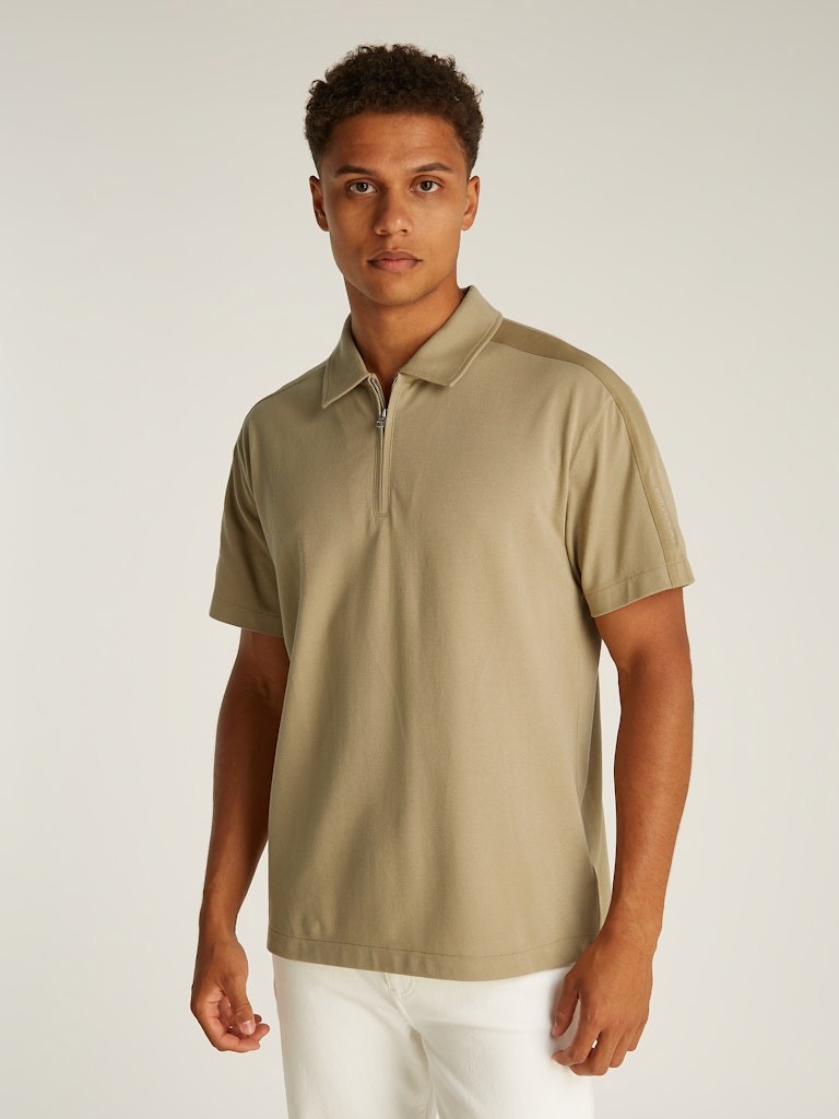 Calvin Klein Pamuk Bej Erkek Kısa Kollu Düğmeli Polo Yaka T-Shirt - J30J327240HI0