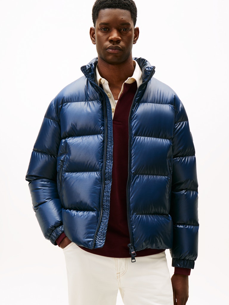 Tommy Hilfiger Erkek Kaz Tüyü Lacivert Puffer Mont