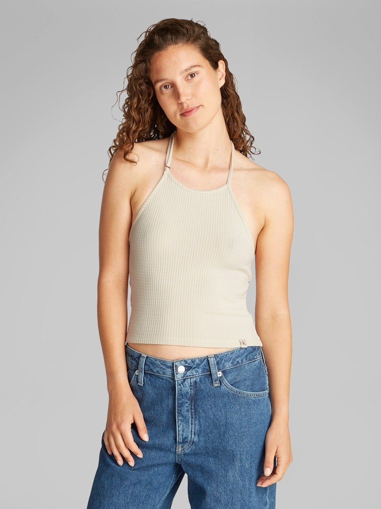 Calvin Klein Pamuk Bej Kadın Askılı T-shirt - J20J225300CKS