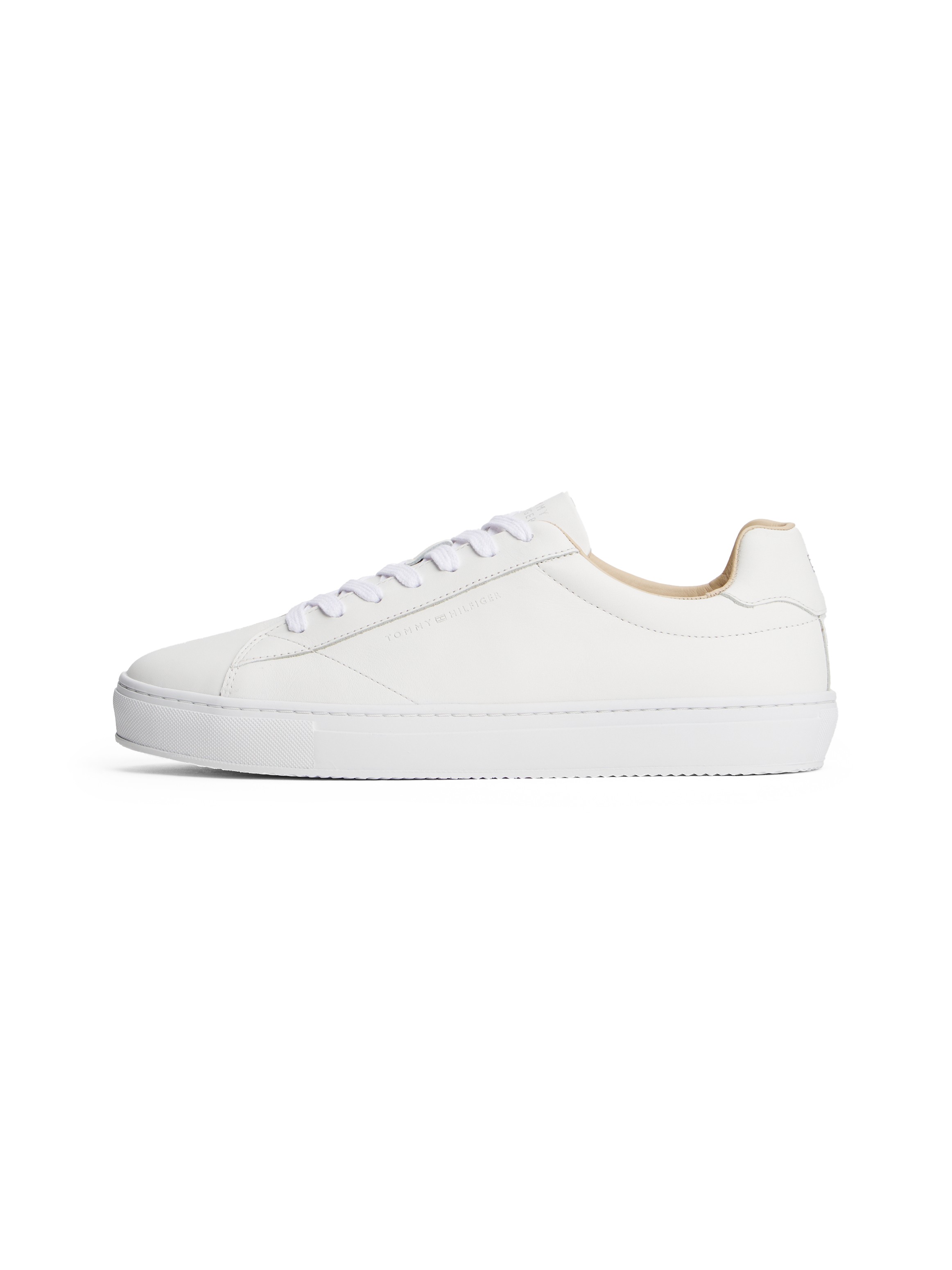 Tommy Hilfiger Deri Beyaz Erkek Kısa Taban Sneakers - FM0FM05412YBS